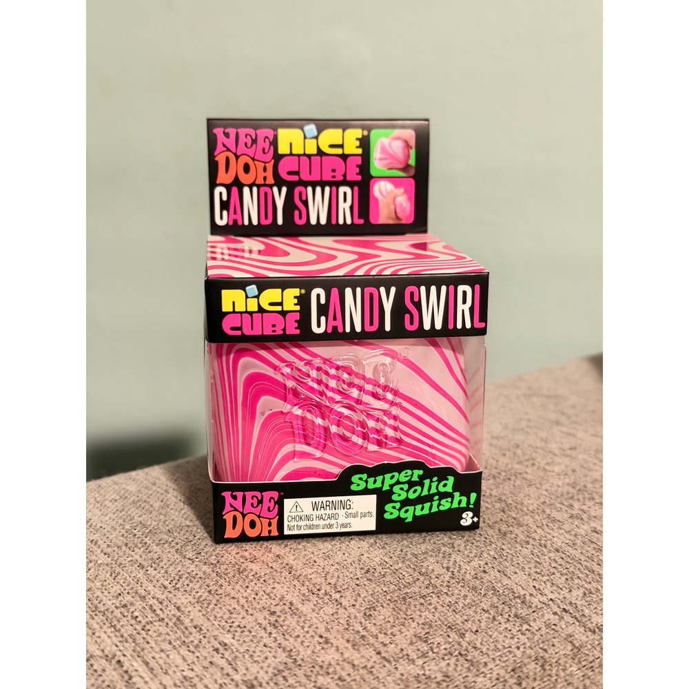 Schylling NeeDoh Nice Cube Candy Swirl Pink White Marbled Fidget